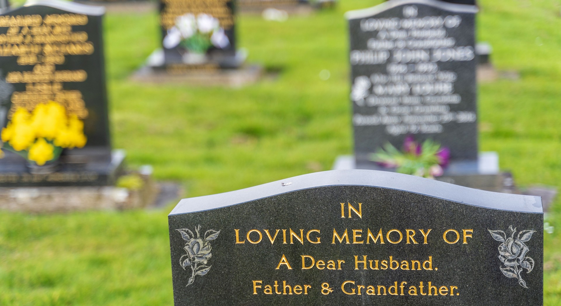 Gravestone for father husband and grandfather